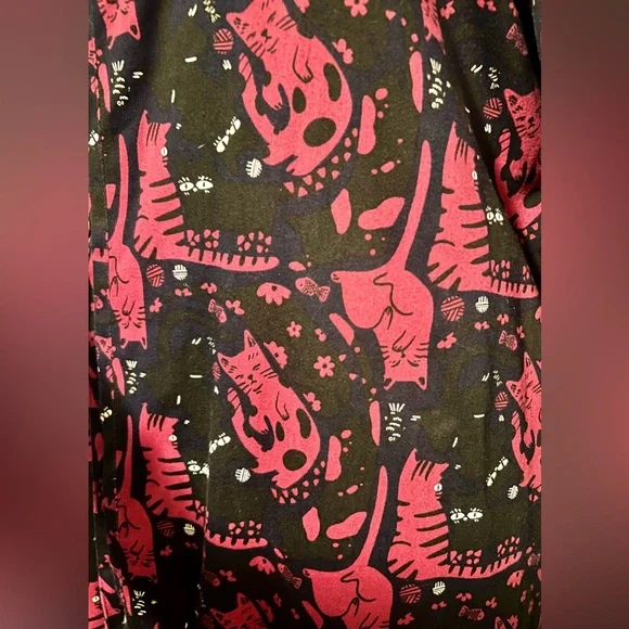 SALE! CAT COAT 🐈‍⬛ Miss Lulo Whimsical Feline Print Duster Cardigan Jacket L - Picture 4 of 6